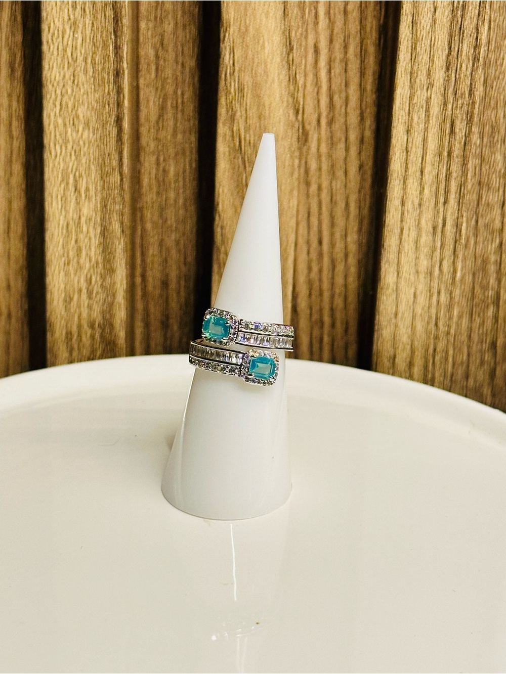 Bomb Party OG Ring size 6 Rhodium & Green Opal